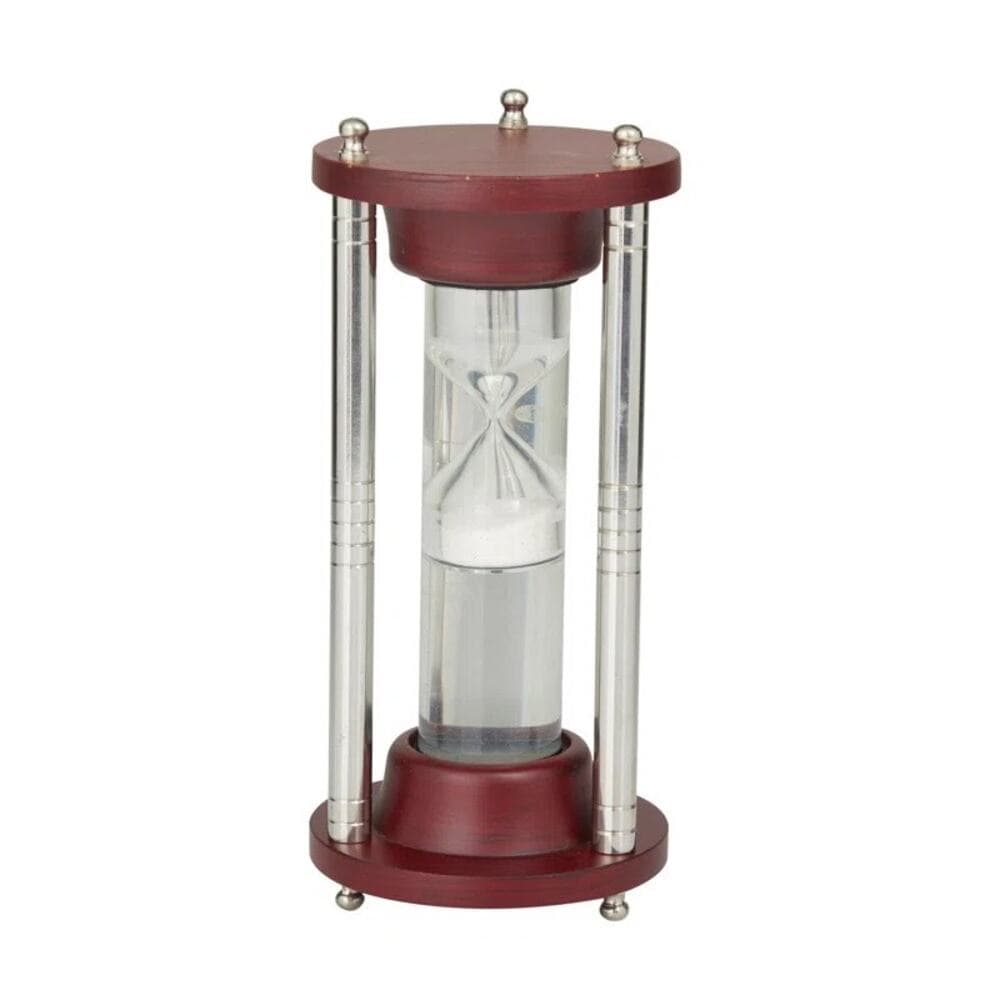Deco 79 Wood Aluminum Glass Floatng Sand Timer 4" W, 9" - Thumbnail 4
