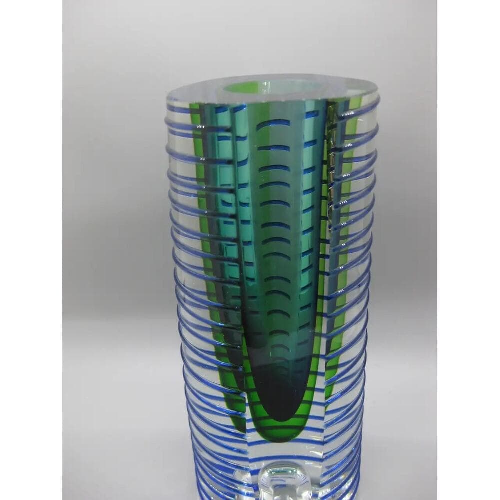 Pavel Hlava Czech Sommerso Post Modern Art Glass 8" Vase Sculpture - Thumbnail 2