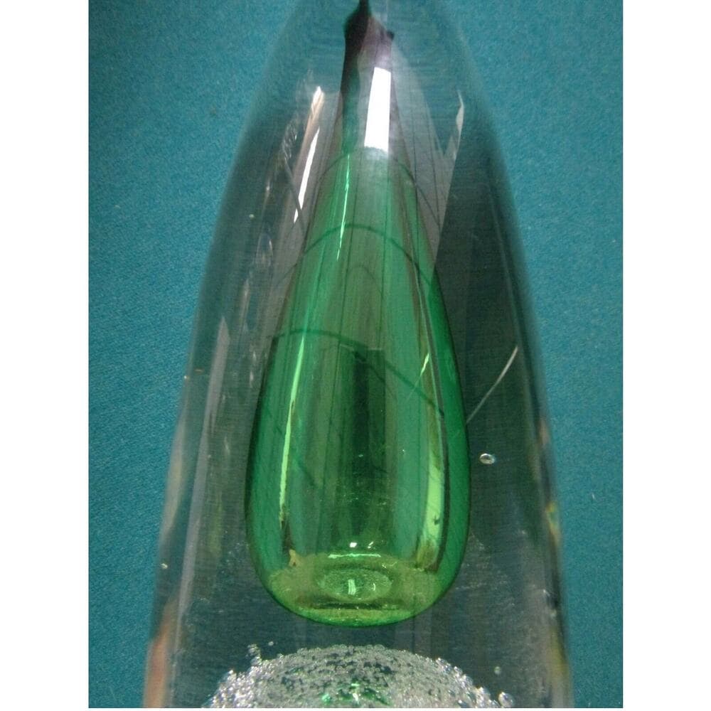 Lithuanian Hand Made Crystal Sculpture Controlled Bubbles And Green 13" - Thumbnail 3