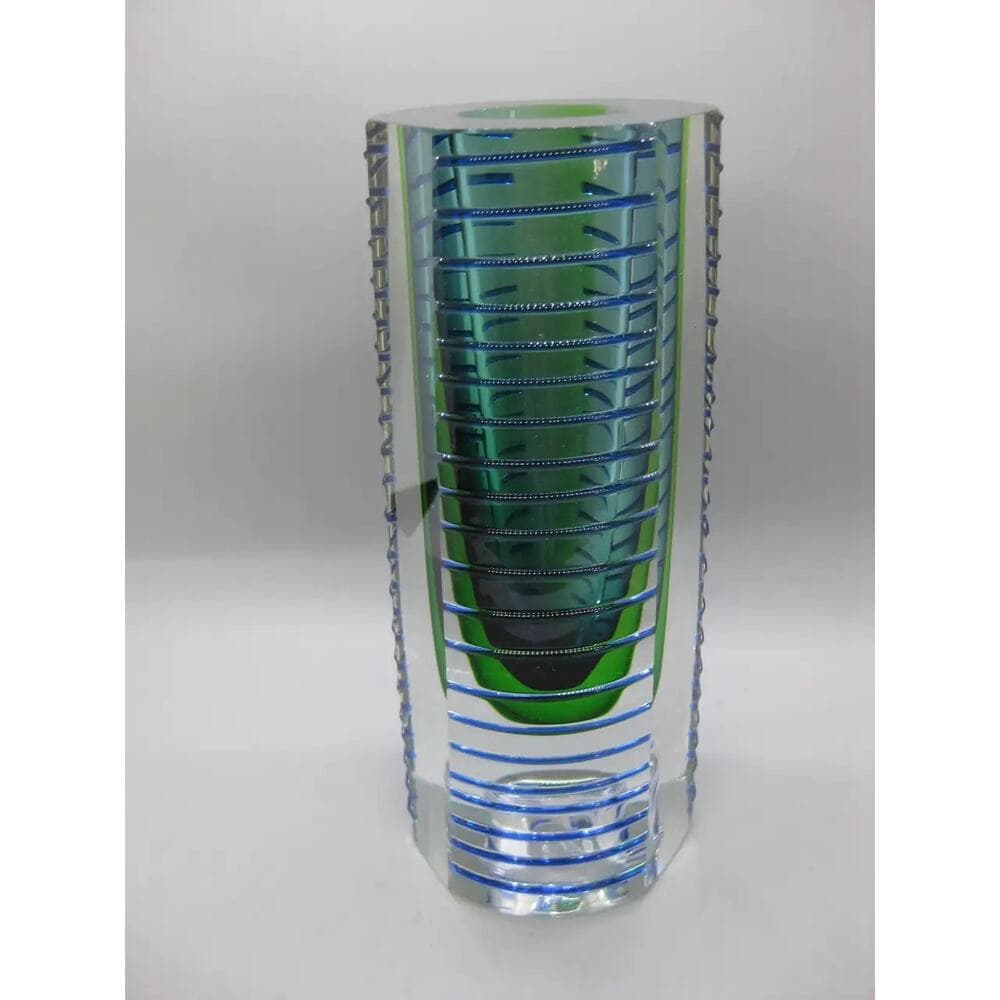 Pavel Hlava Czech Sommerso Post Modern Art Glass 8" Vase Sculpture - Thumbnail 3