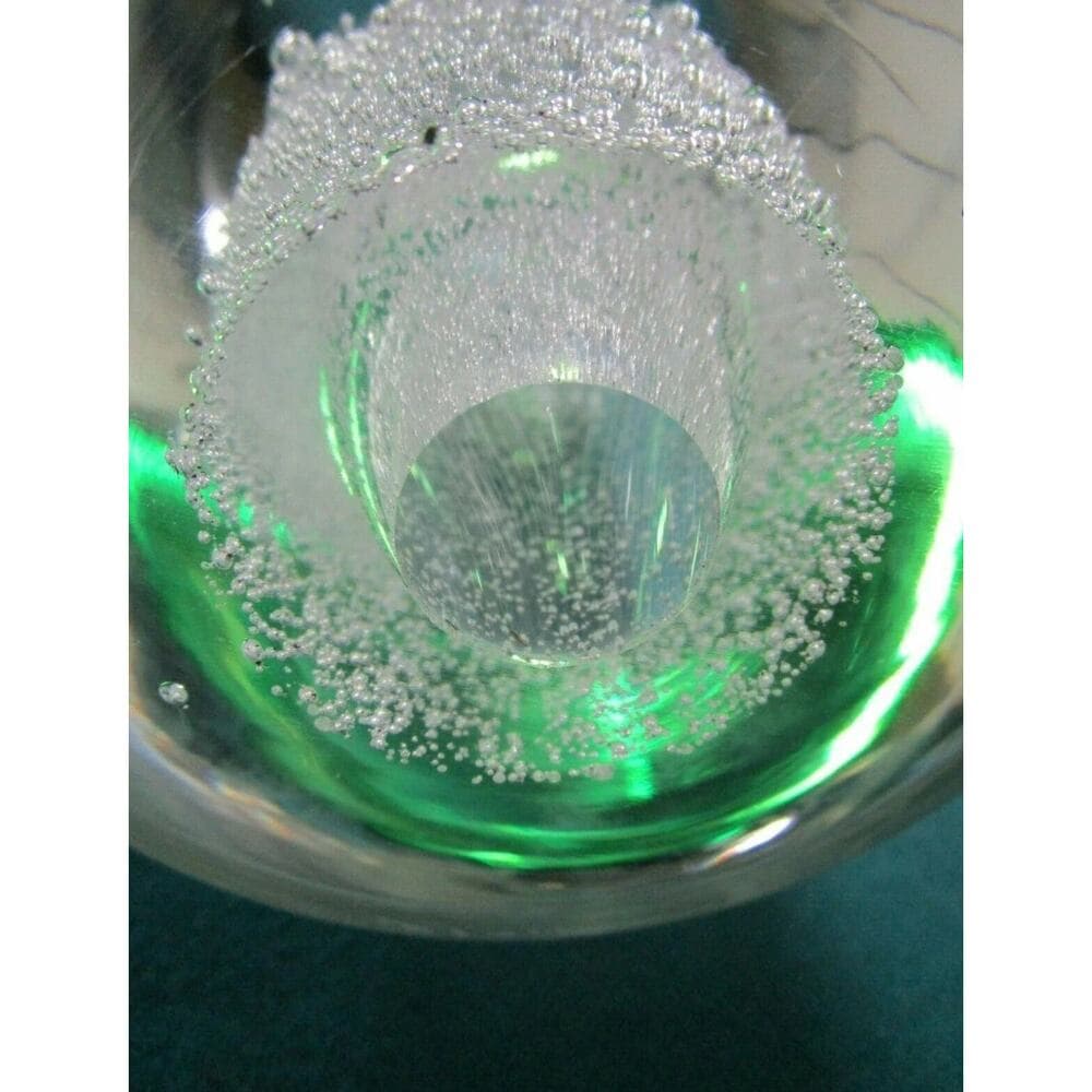 Lithuanian Hand Made Crystal Sculpture Controlled Bubbles And Green 13" - Thumbnail 4