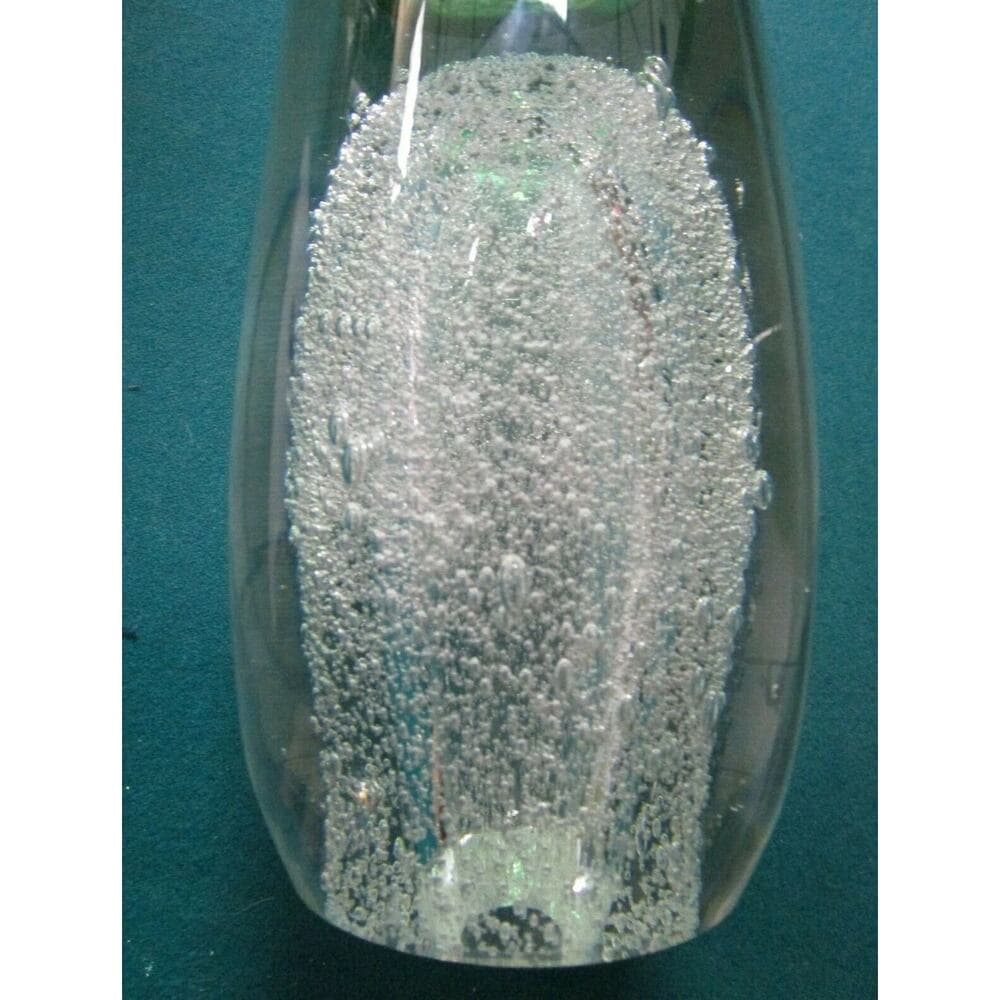 Lithuanian Hand Made Crystal Sculpture Controlled Bubbles And Green 13" - Thumbnail 2