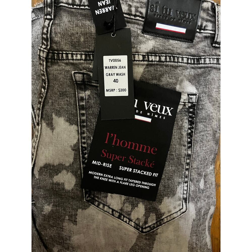 Si Tu Veux Warren Jean Gray Wash Size 40 New - Thumbnail 3