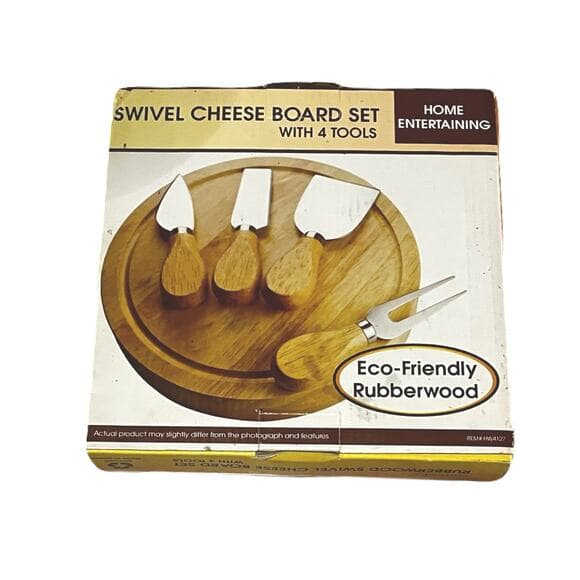 Swivel Cheese Board ~ Set Of 4 Tools ~ New in Box ~ Home Entertaining ~ Gift - Thumbnail 4