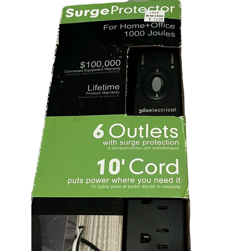 360 Electrical 6 Outlets With Surge Protection 10” Cord - Thumbnail 3