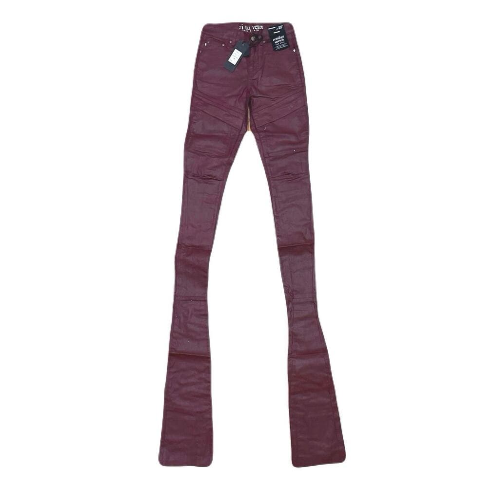 Si Tu Veux Gordon Jean’s Burgundy Wax Superstack Size 32 - Thumbnail 5