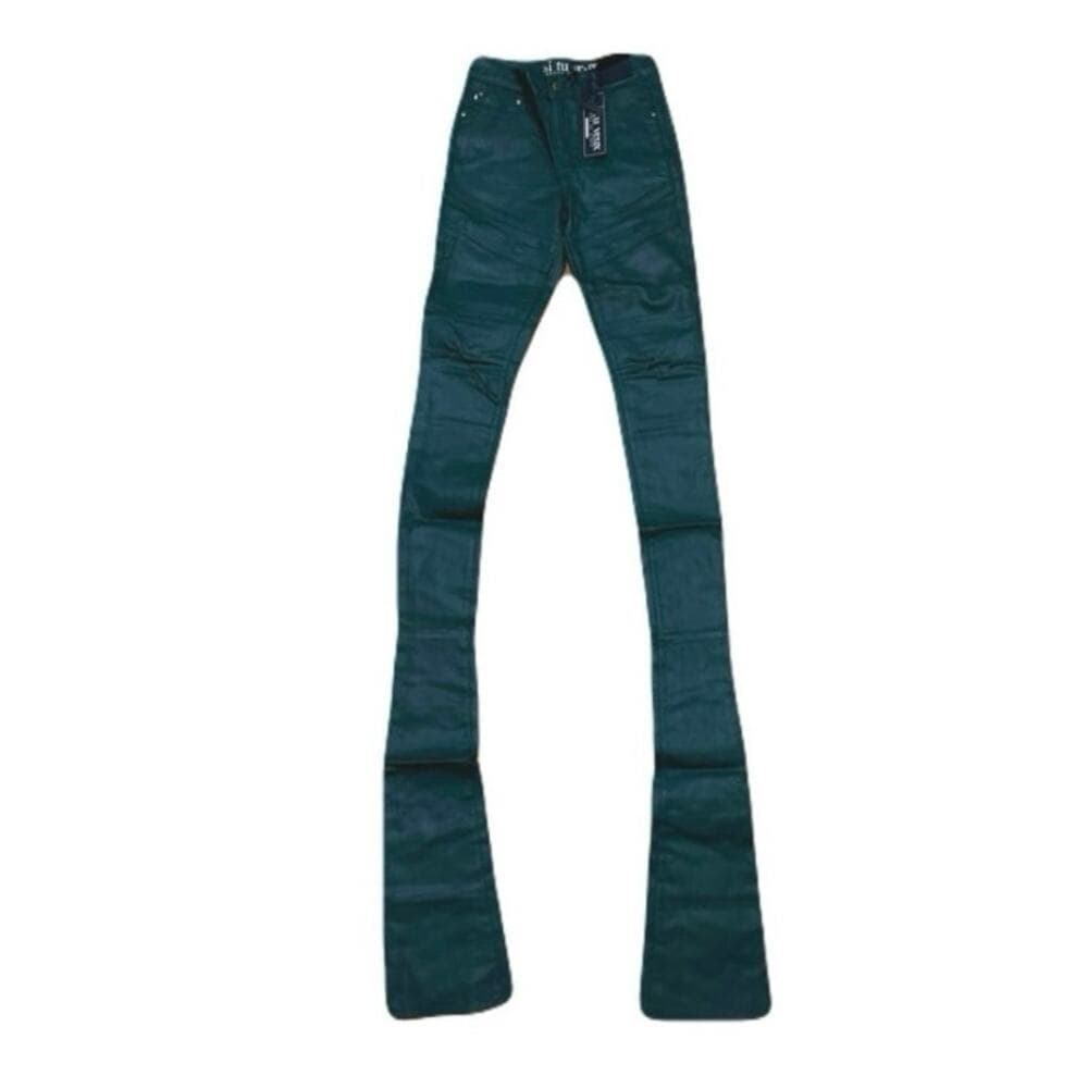 Si Tu Veux Hunter Green Wax Gordon Jeans Superstack Size34 - Thumbnail 4