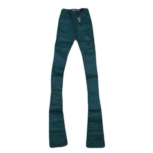 Si Tu Veux Hunter Green Wax Gordon Jeans Superstack Size 32 - Thumbnail 5