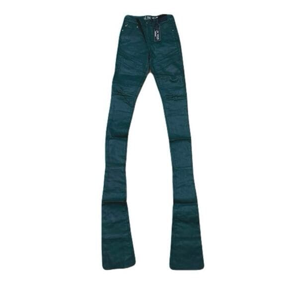Si Tu Veux Hunter Green Wax Gordon Jeans Superstack Size34 - Thumbnail 5