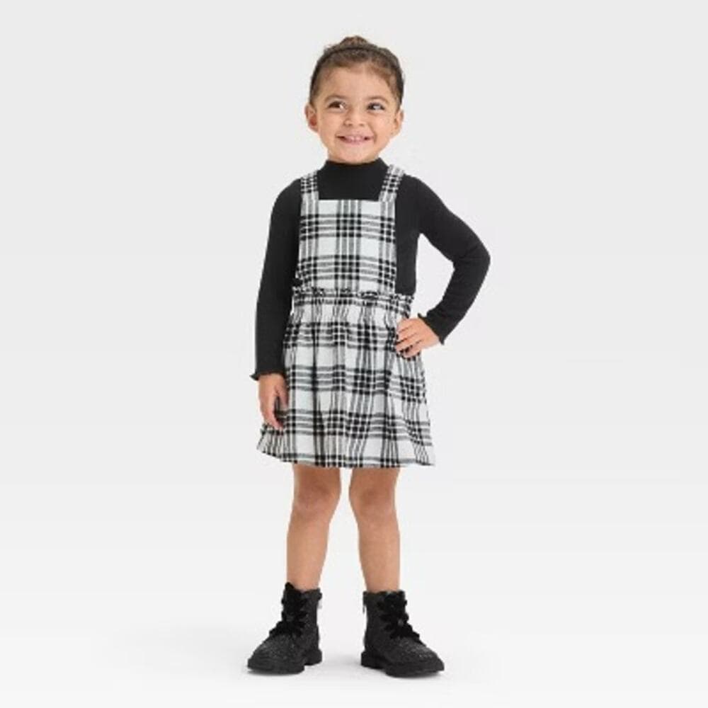 Toddler Girls' Mockneck Long Sleeve Plaid Flannel Skirtall - Cat & Jack 2T - Thumbnail 2