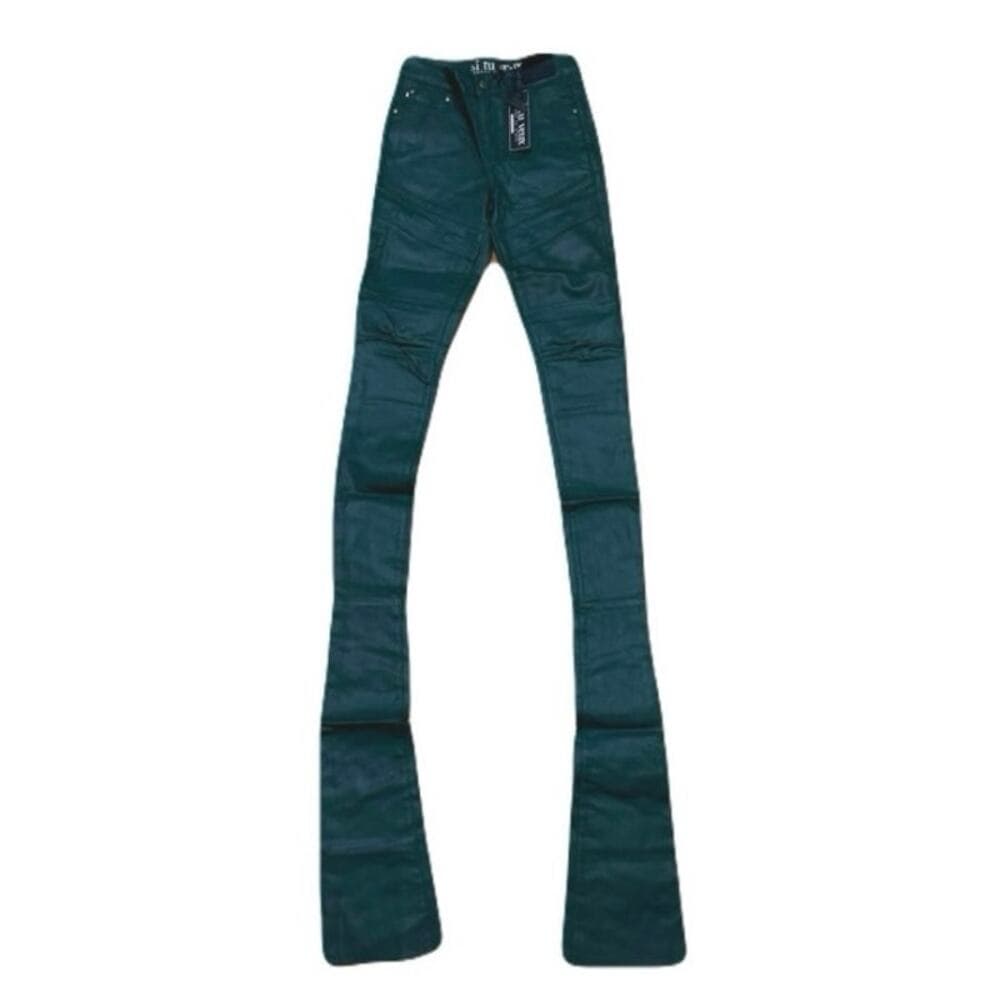 Si Tu Veux Hunter Green Wax Gordon Jeans Superstack Size 32 - Thumbnail 4