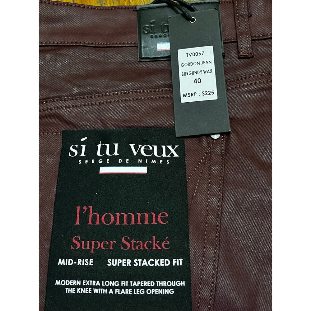 Si Tu Veux Gordon Jean’s Burgundy Wax Superstack Size 40 - Thumbnail 3