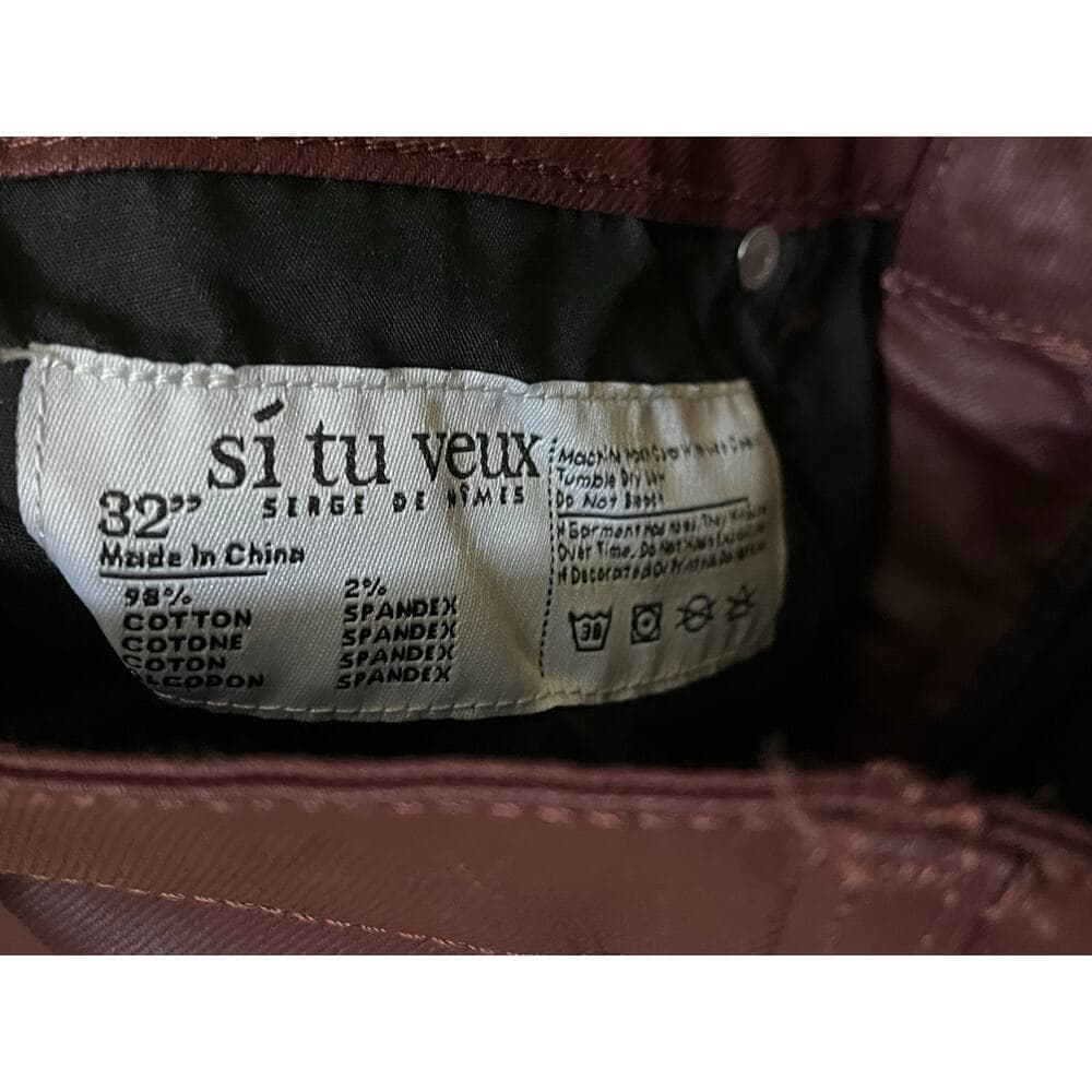 Si Tu Veux Gordon Jean’s Burgundy Wax Superstack Size 32 - Thumbnail 4
