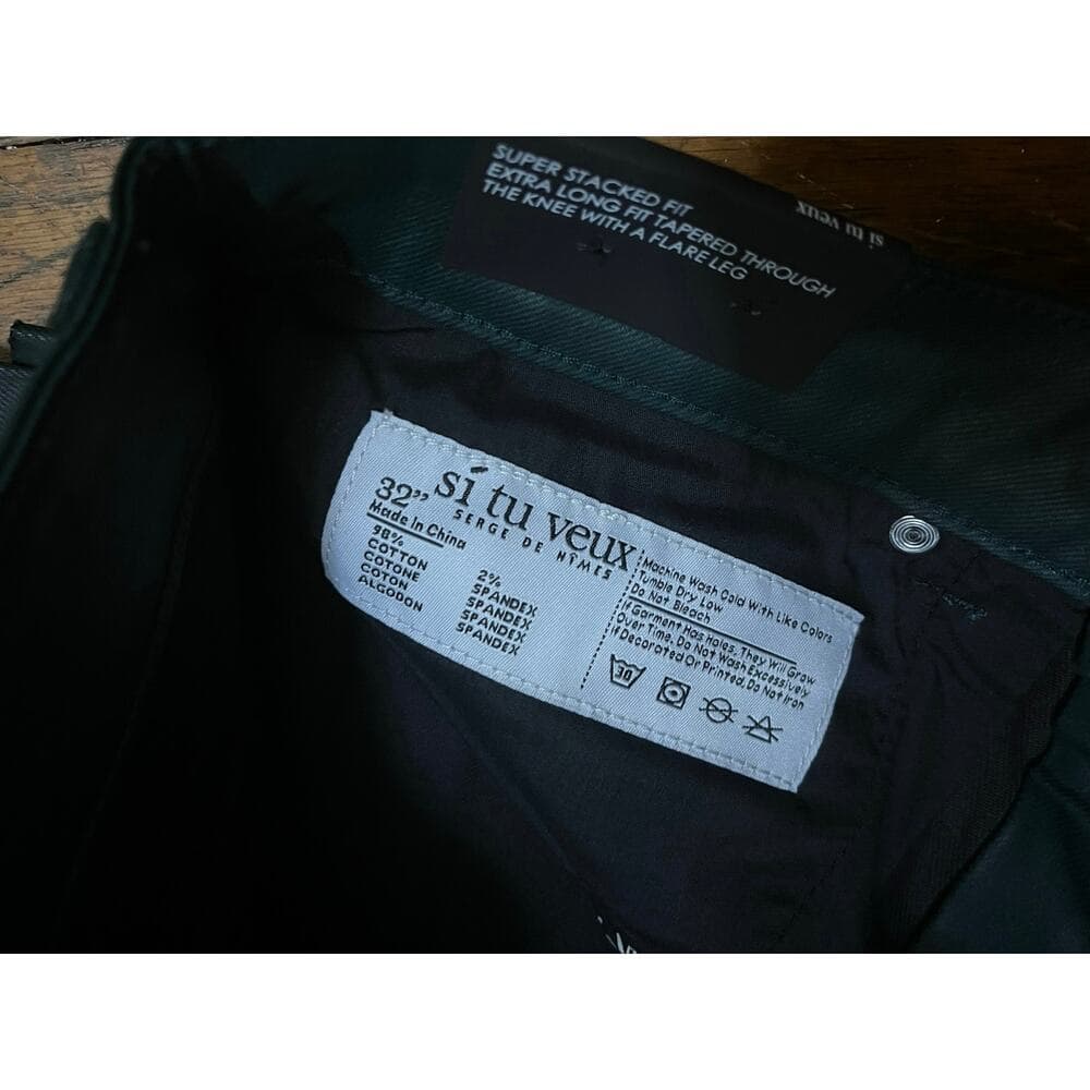 Si Tu Veux Hunter Green Wax Gordon Jeans Superstack Size 32 - Thumbnail 2