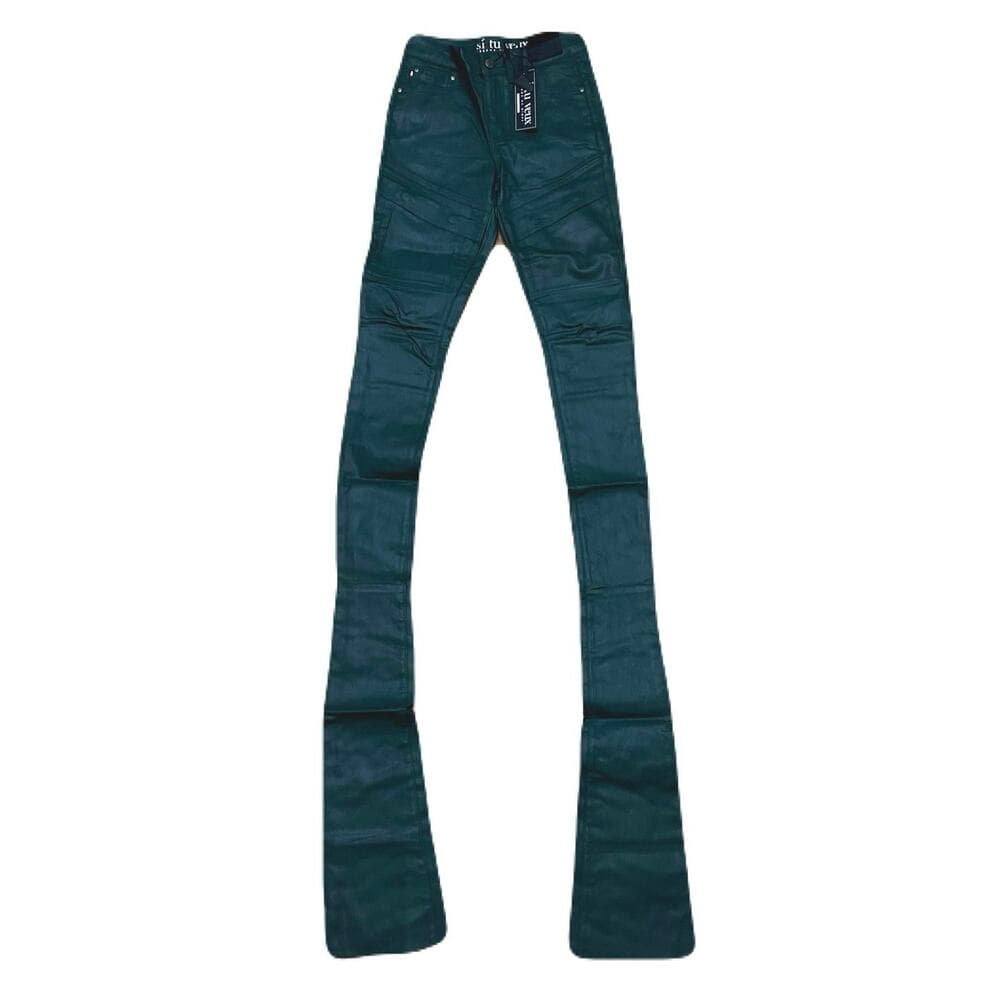 Si Tu Veux Hunter Green Wax Gordon Jeans Superstack Size 30 - Thumbnail 4