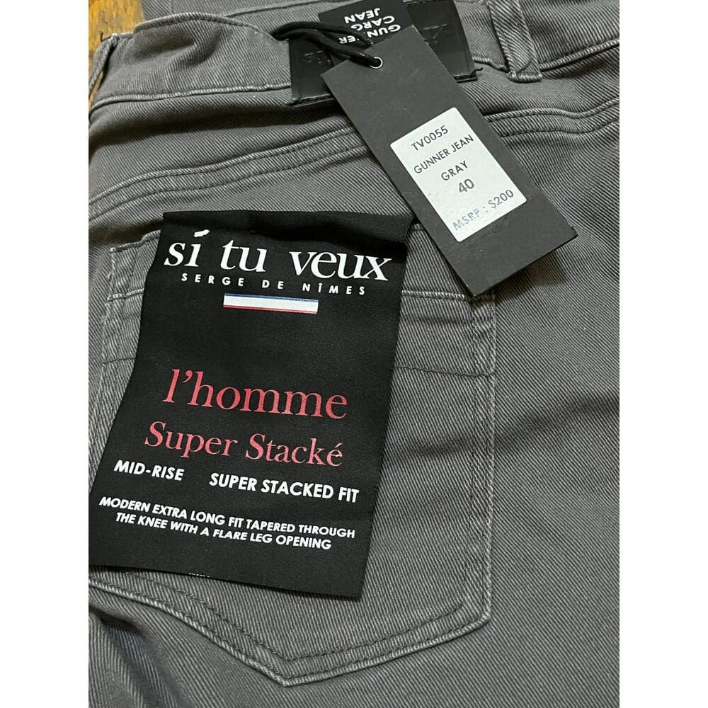 Si Tu Veux Gunner Jean’s Grey Size 40 Superstack With Tags - Thumbnail 2