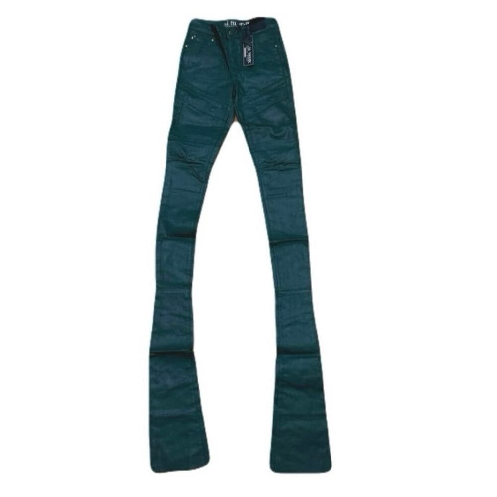 Si Tu Veux Hunter Green Wax Gordon Jeans Superstack Size 40 - Thumbnail 4