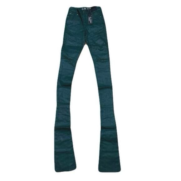 Si Tu Veux Hunter Green Wax Gordon Jeans Superstack Size 40 - Thumbnail 5