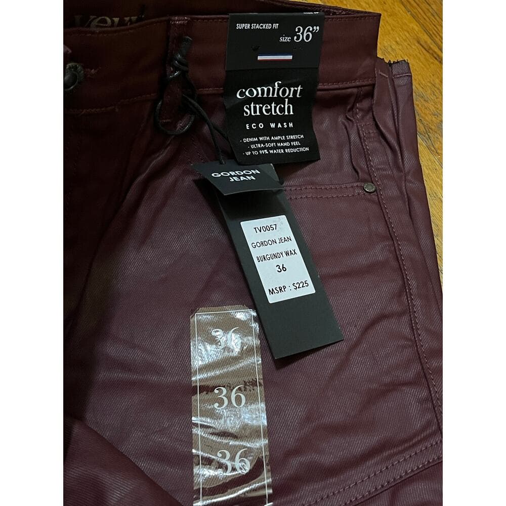 Si Tu Veux Gordon Jean’s Burgundy Wax Superstack Size 36 - Thumbnail 3