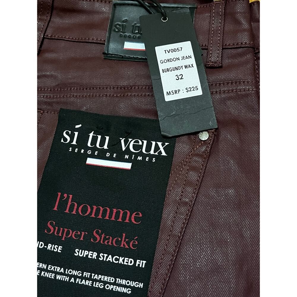 Si Tu Veux Gordon Jean’s Burgundy Wax Superstack Size 32 - Thumbnail 3