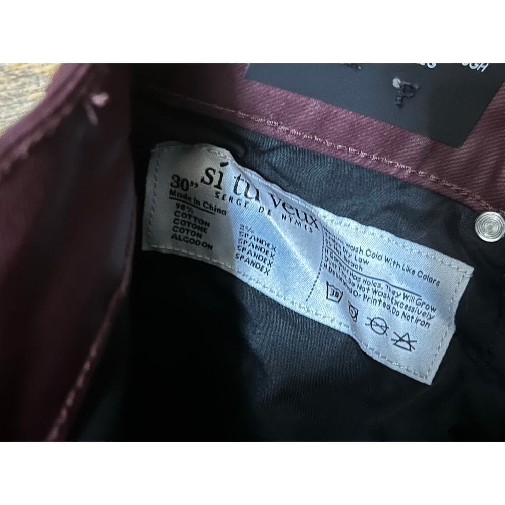 Si Tu Veux Gordon Jean’s Burgundy Wax Superstack Size 30 - Thumbnail 4