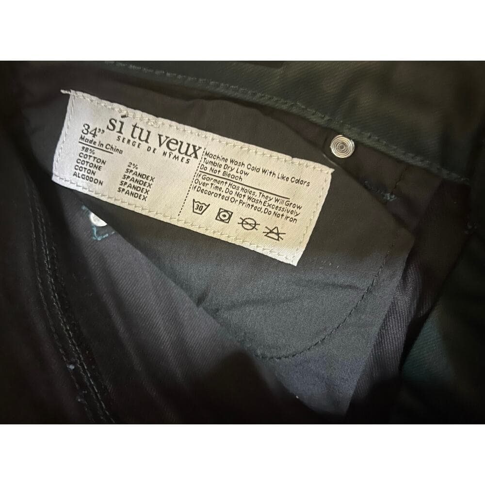 Si Tu Veux Hunter Green Wax Gordon Jeans Superstack Size34 - Thumbnail 2