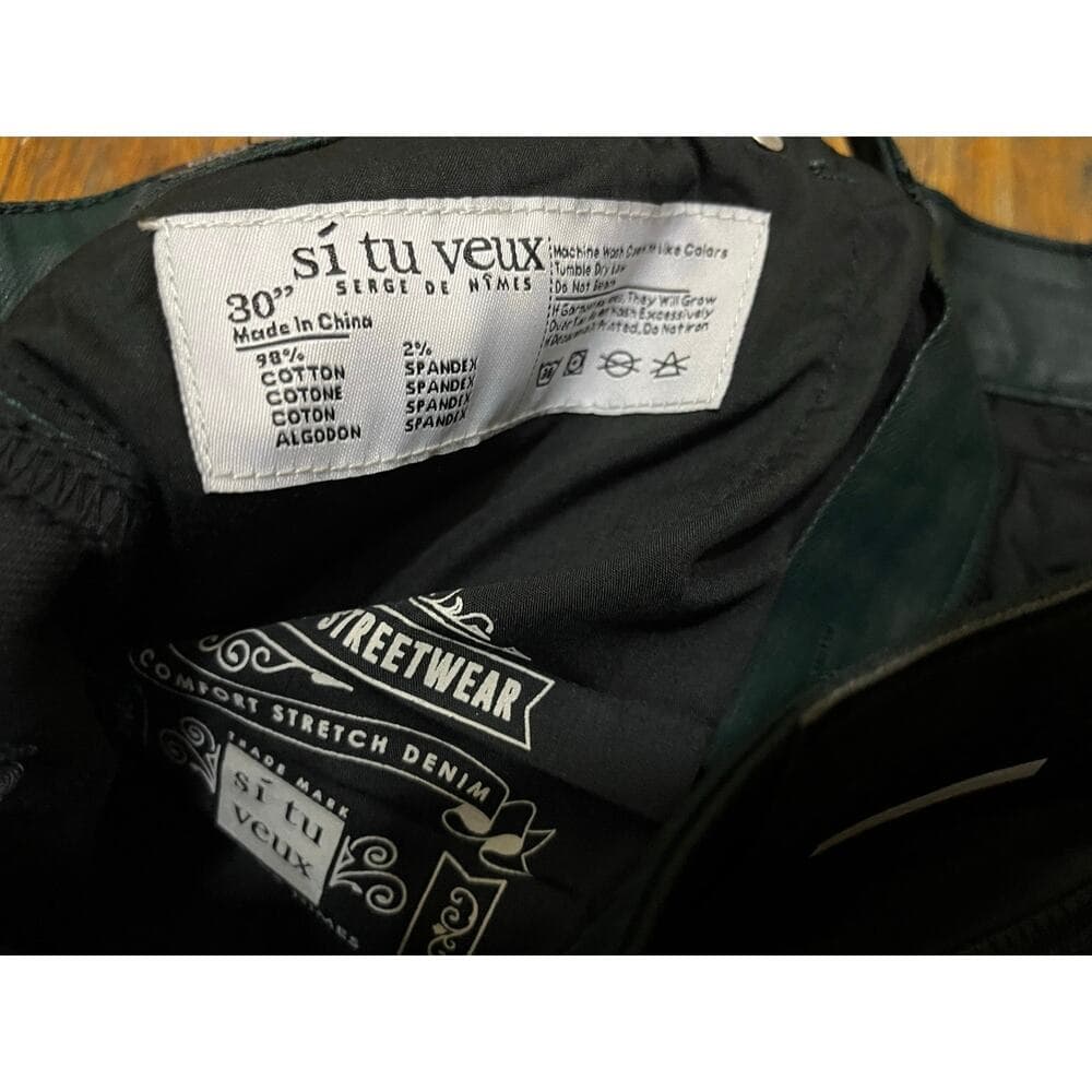 Si Tu Veux Hunter Green Wax Gordon Jeans Superstack Size 30 - Thumbnail 3
