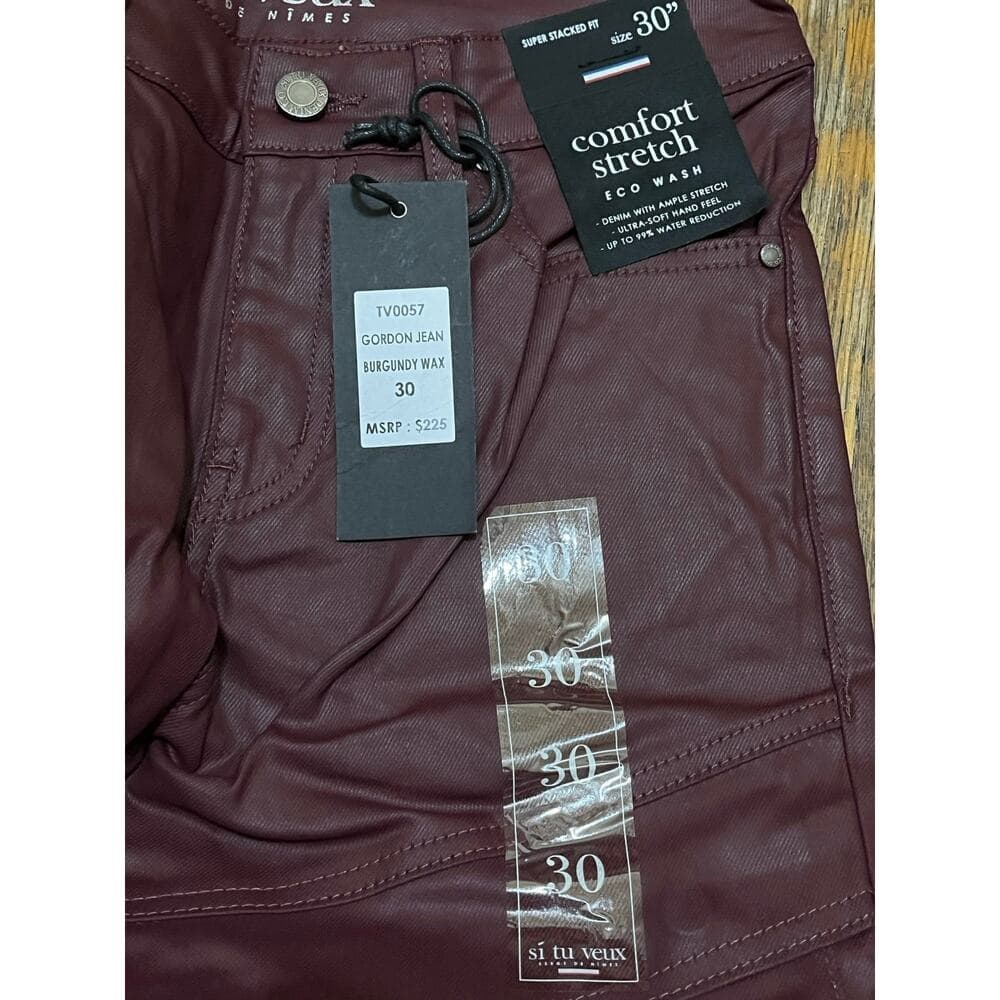 Si Tu Veux Gordon Jean’s Burgundy Wax Superstack Size 30 - Thumbnail 3