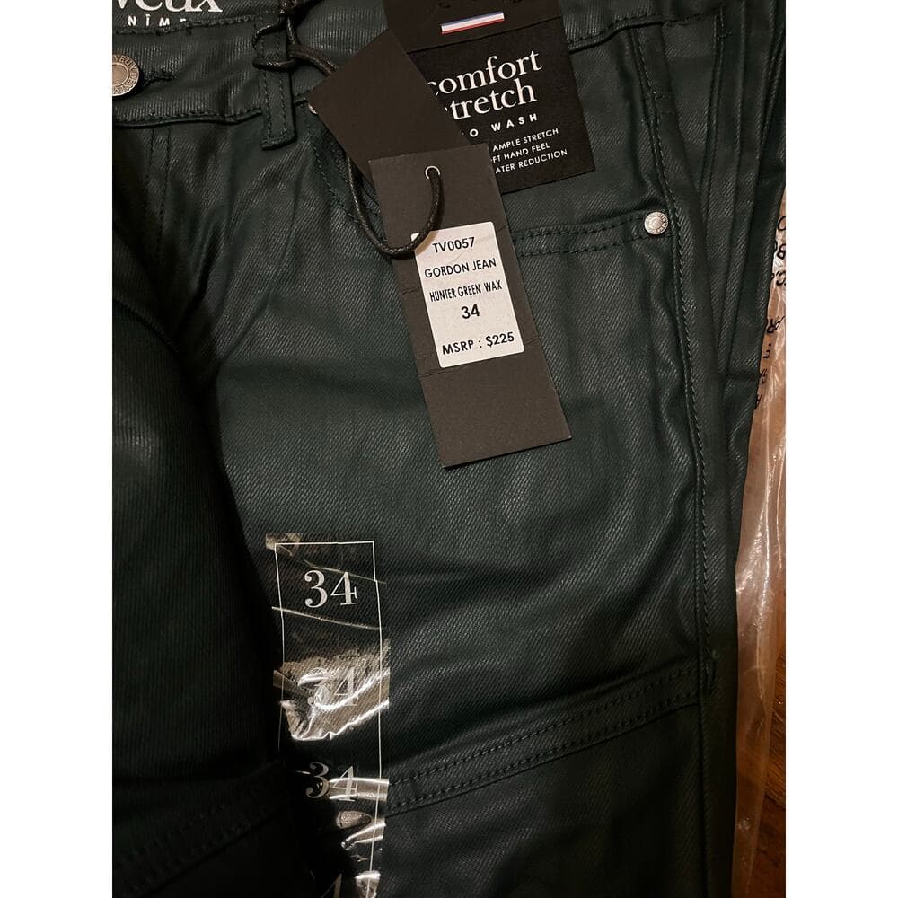 Si Tu Veux Hunter Green Wax Gordon Jeans Superstack Size34 - Thumbnail 3