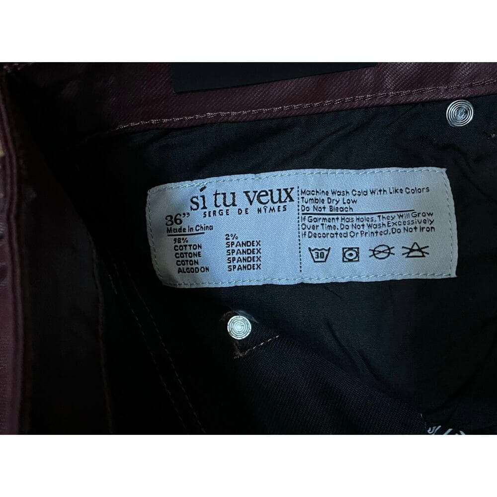 Si Tu Veux Gordon Jean’s Burgundy Wax Superstack Size 36 - Thumbnail 4