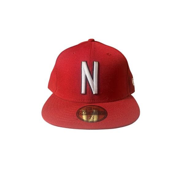 New Era Hat 7 1/4 Red & White N - Thumbnail 5