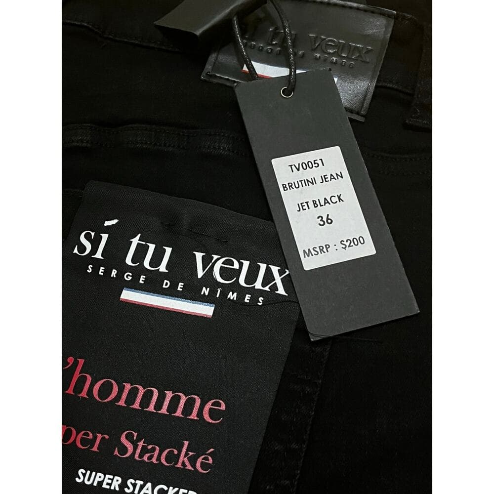 Si Tu Veux Brutini Jeans Jet Black Superstack Men’s Size 36 - Thumbnail 4