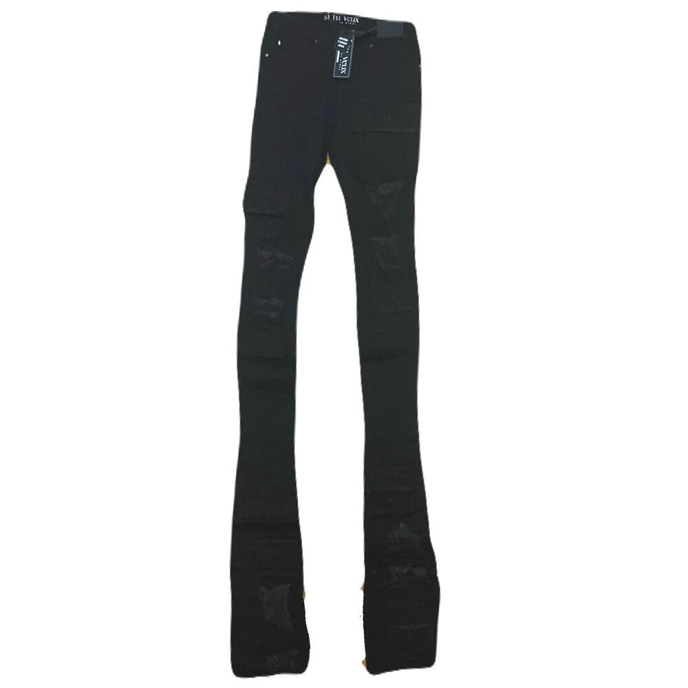 Si Tu Veux Brutini Jeans Jet Black Superstack Men’s Size 30 - Thumbnail 6
