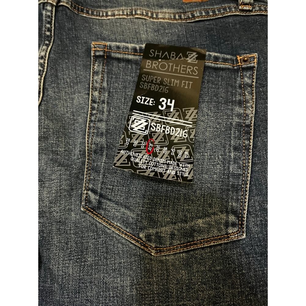 Shabaz Brother Billy Jeans Superstack Denim Blue Men’s Size 34 - Thumbnail 3