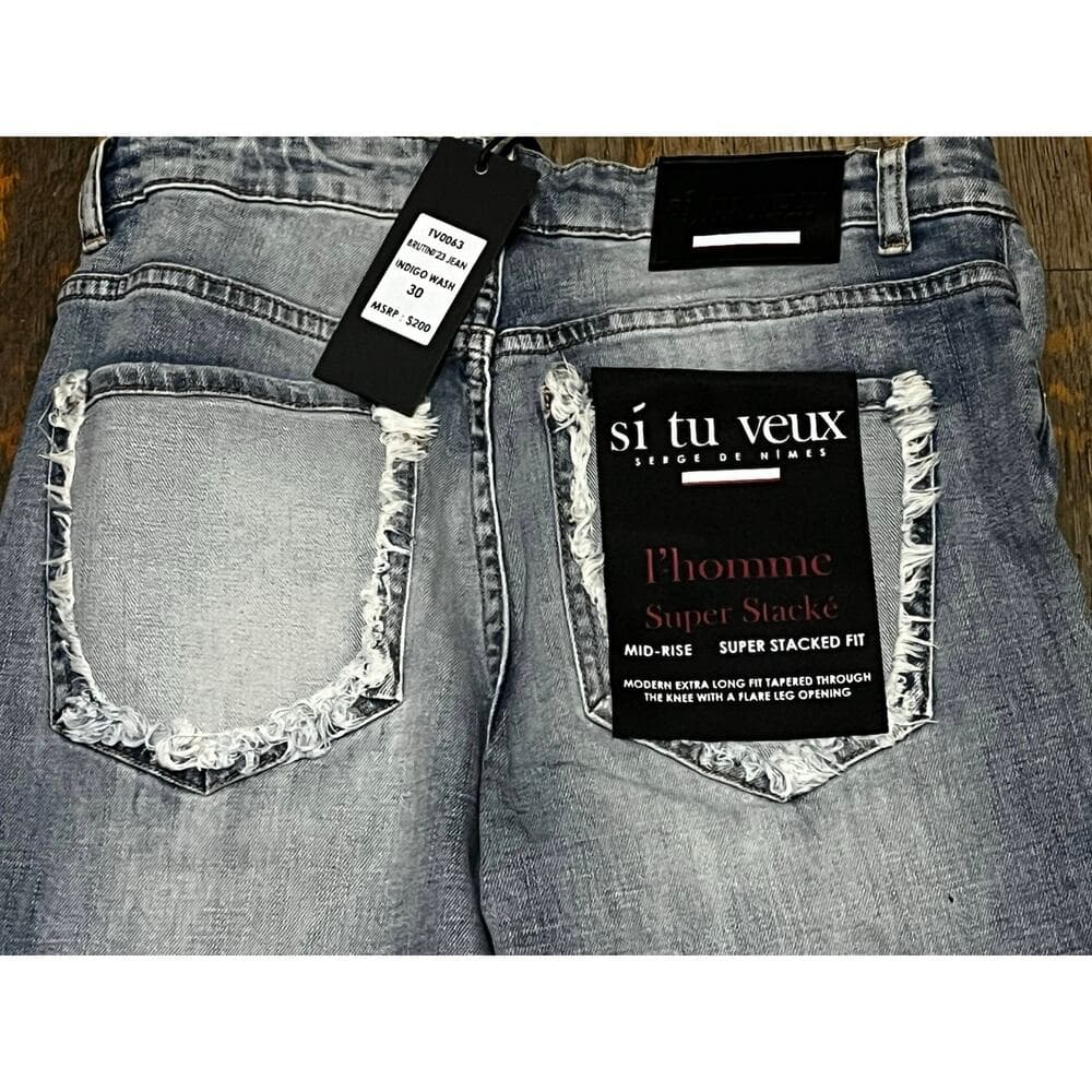 Si Tu Veux Brutini’23 Jeans Indigo Wash Mens Superstack Size 30 - Thumbnail 5
