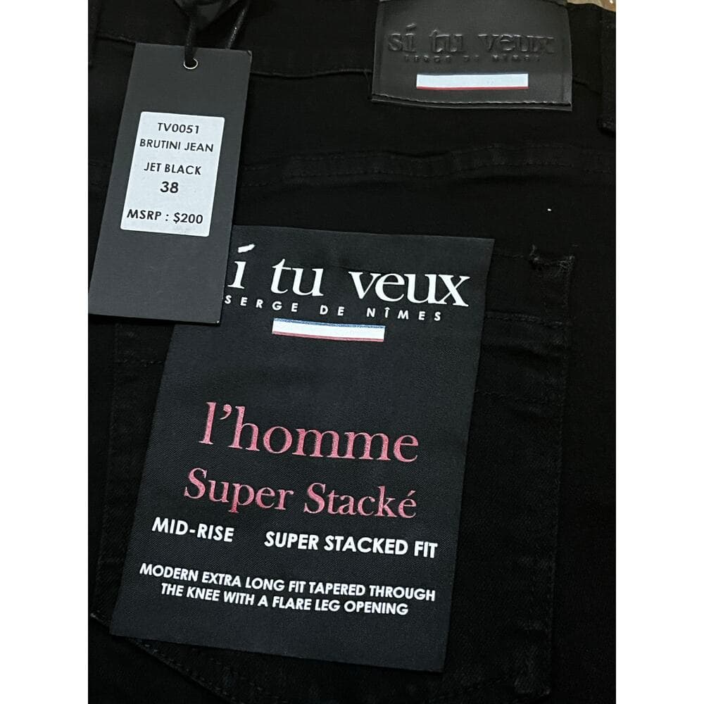 Si Tu Veux Brutini Jeans Jet Black Superstack Men’s Size 38 - Thumbnail 3