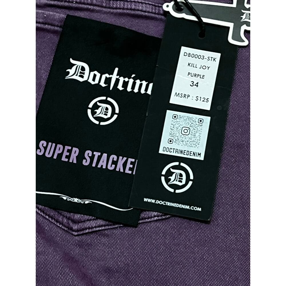 Doctrine Kill Joy Purple Superstacks Men’s Jean’s Size 34 - Thumbnail 3
