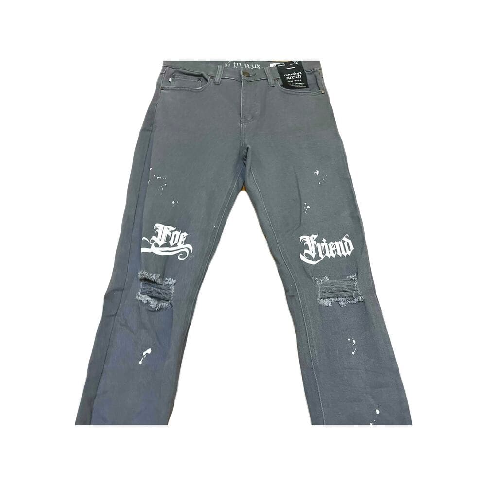 Si Tu Veux Dark Gray Superstack Jeans Size 32 - Thumbnail 2