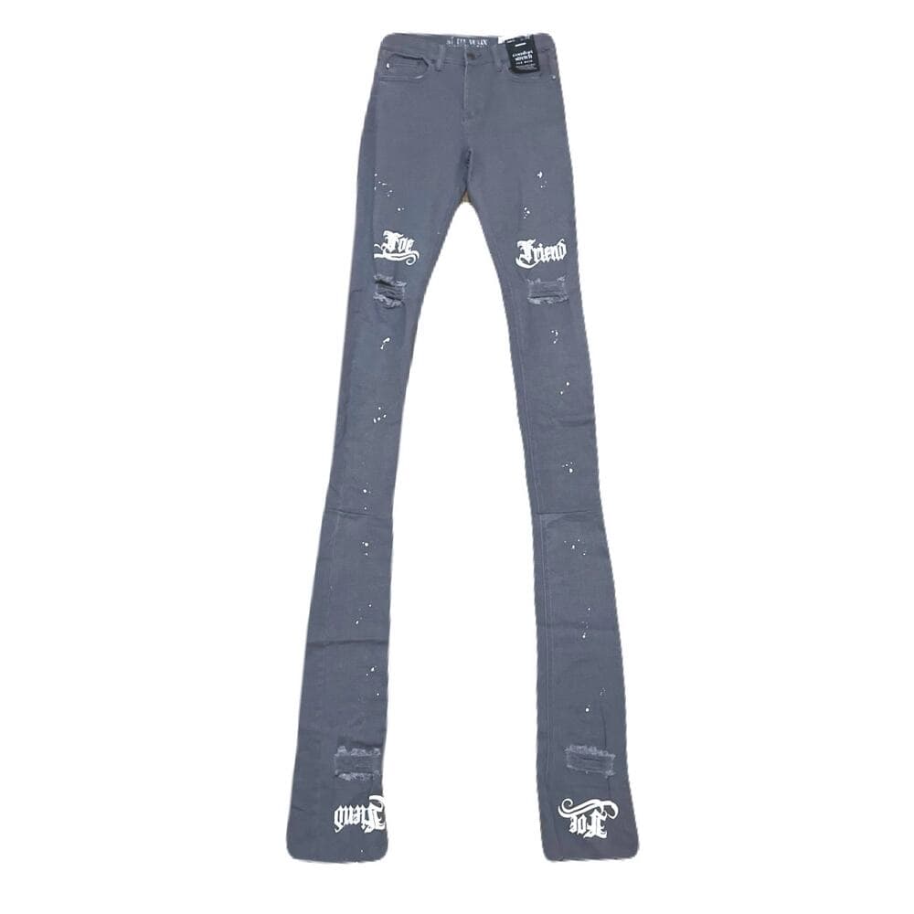 Si Tu Veux Dark Gray Superstack Jeans Size 32 - Thumbnail 6