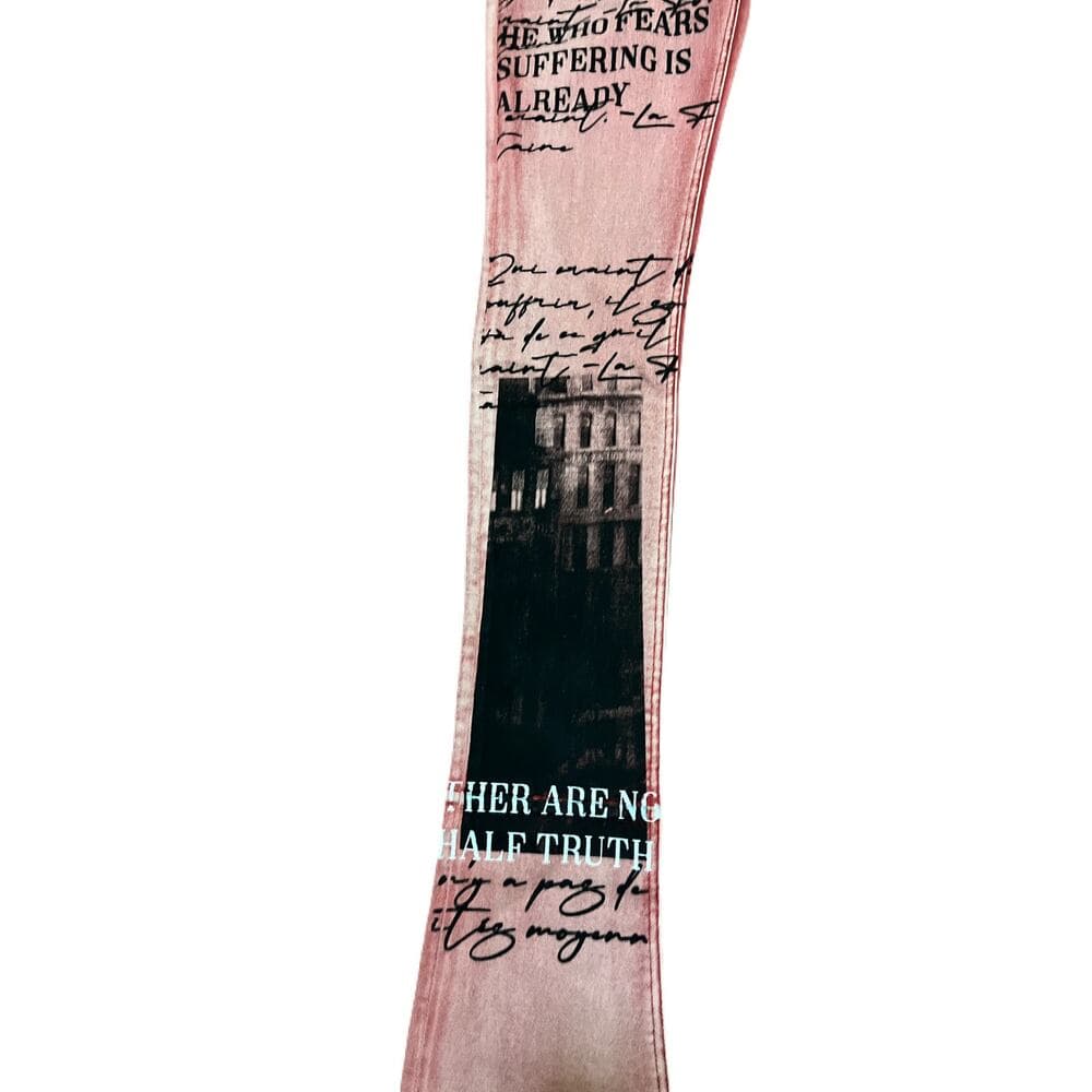 Si Tu Veux Red Superstack Men’s Jean’s Size 32 with Black design on the legs - Thumbnail 3