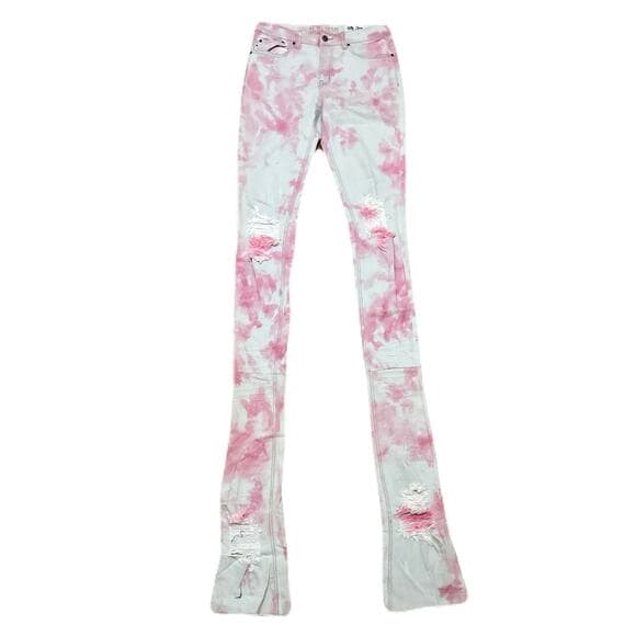Si Tu Veux Pink & White Superstack Men’s Jean’s Size 32 - Thumbnail 6