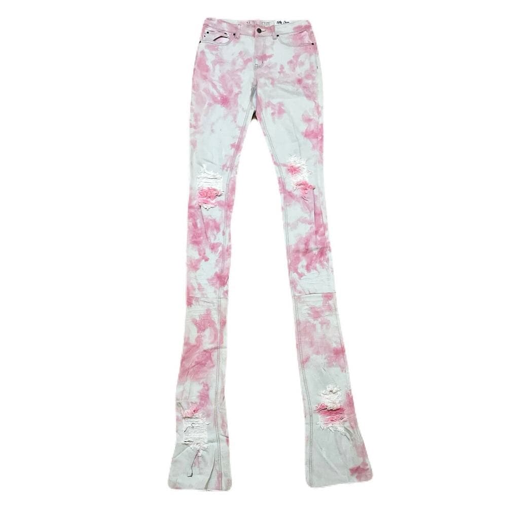 Si Tu Veux Pink & White Superstack Men’s Jean’s Size 32 - Thumbnail 5