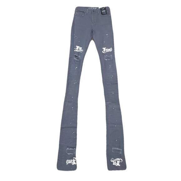 Si Tu Veux Dark Gray Superstack Jeans Size 32 - Thumbnail 7