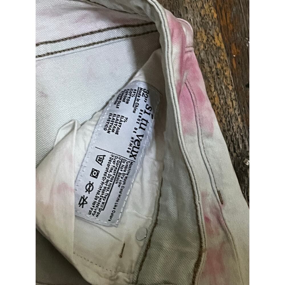 Si Tu Veux Pink & White Superstack Men’s Jean’s Size 32 - Thumbnail 3