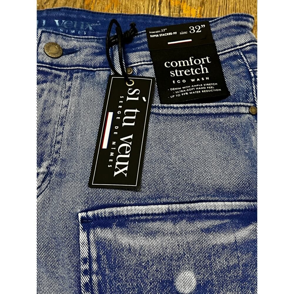 Si Tu Veux Royal Blue Superstack Men’s Jean’s Size 32 - Thumbnail 3