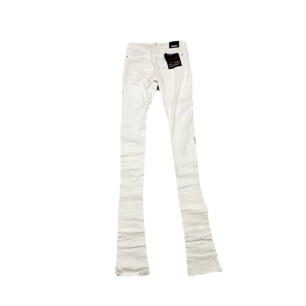 Si Tu Veux White Superstack Jeans With Blue patches Size 36 - Thumbnail 2