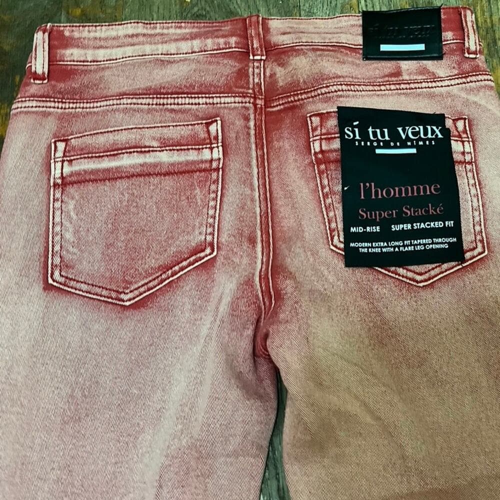 Si Tu Veux Men’s Superstack Red Jean’s Size 32 - Thumbnail 5
