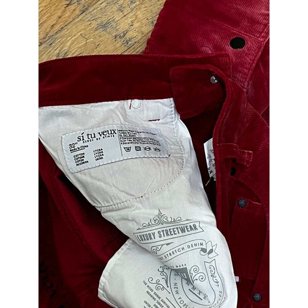 Si Tu Veux Cherry Red Superstack Men’s Jean’s Size 32 - Thumbnail 3