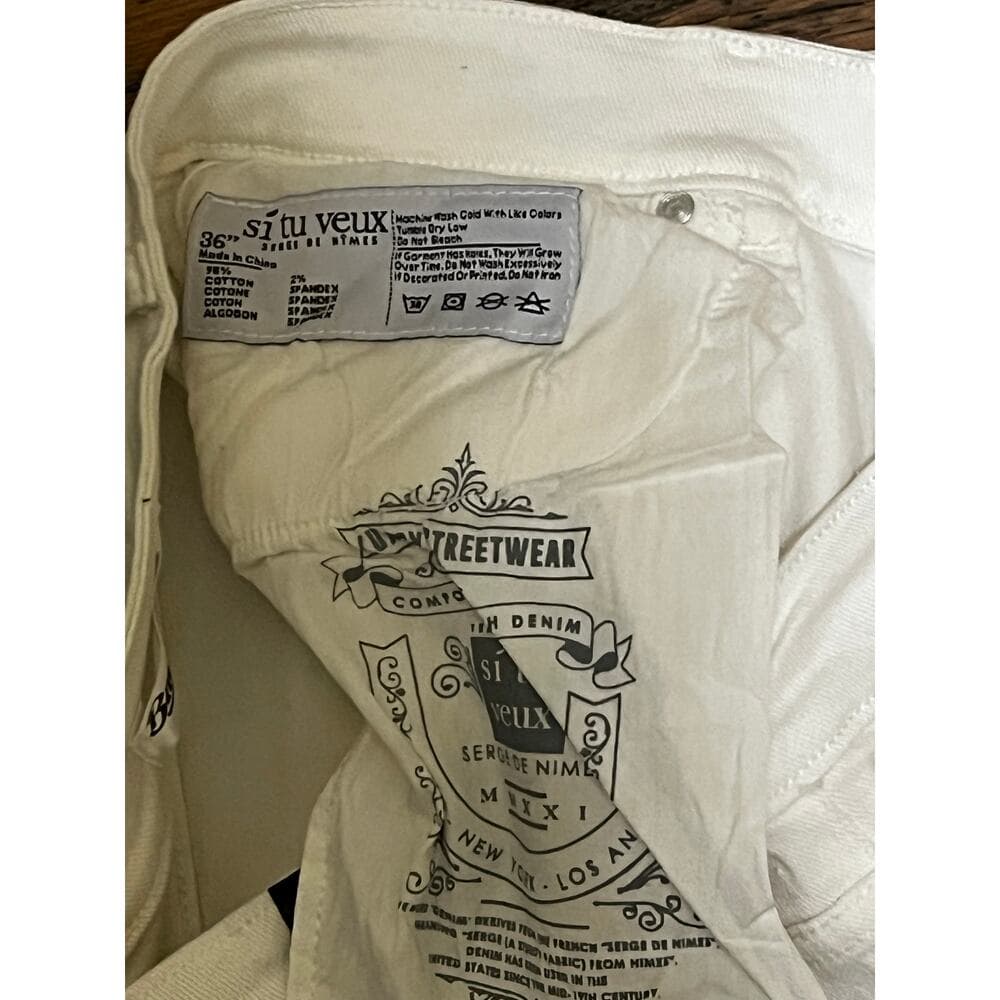 Si Tu Veux All White Mens Superstack Jean’s Size 36 - Thumbnail 4