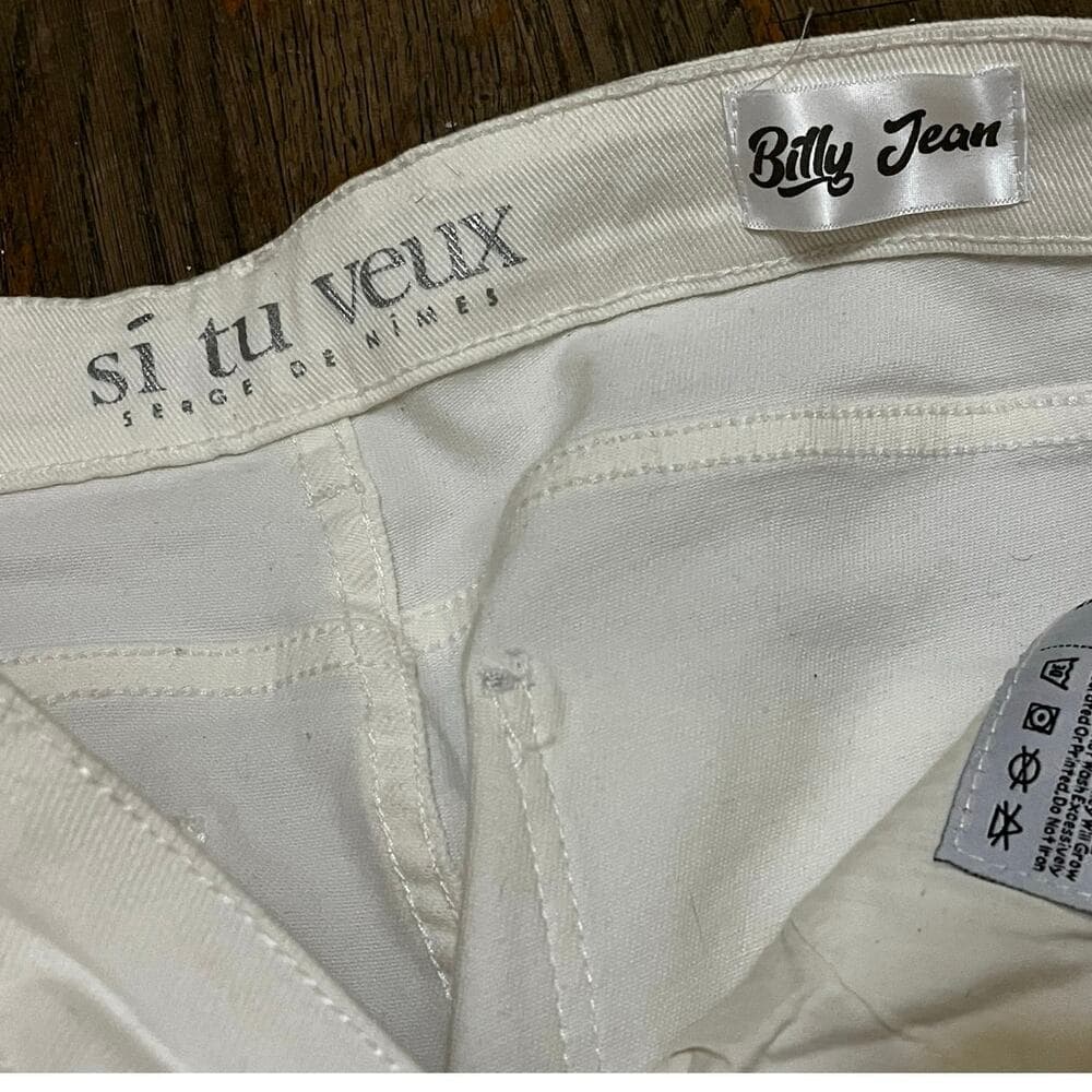 Si Tu Veux White Superstack Jeans With Blue patches Size 36 - Thumbnail 4